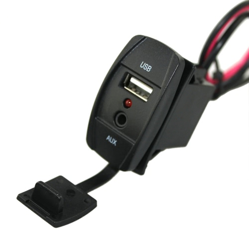 

12-24V Car Boat Dash Flush Mount USB 3.5mm AUX Extension Cable Mounting Panel