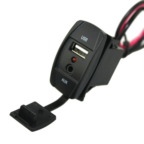 12-24V Car Boat Dash Flush Mount USB 3.5mm AUX Extension Cable Mounting Panel