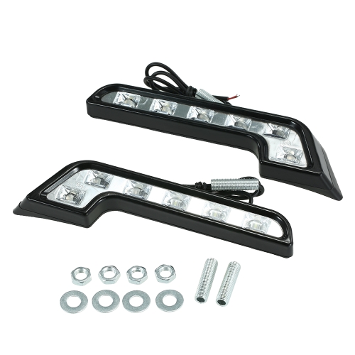 Luce di marcia diurna 2PCS Luminosa a 6 LED Tipo L Super White DRL 12V Lampada di guida antinebbia anteriore auto