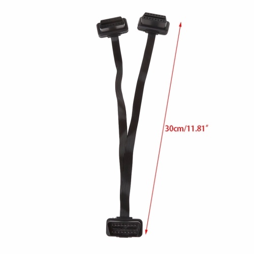 

OBDII OBD 16 Pin Male To Dual Female Y Splitter Elbow Extension Connector Cable