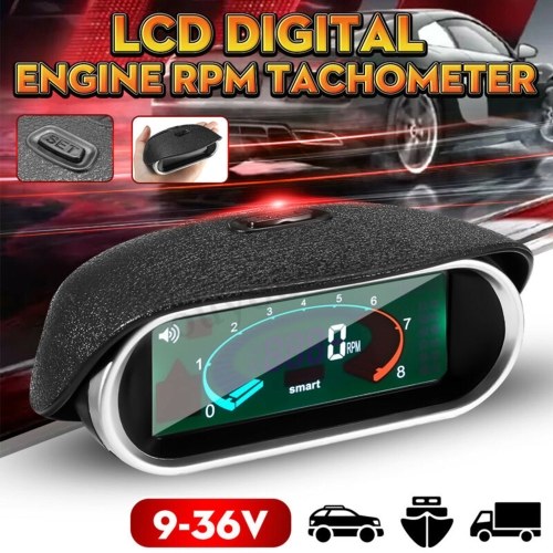 

Car Universal LCD 50-9999RPM Tachometer Digital Engine Tach Gauge Boat Truck