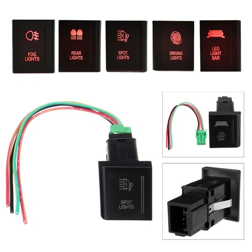 

Push Switch 12V Red Dual Led Light On-Off Push Button Switch Fog Lights/Driving Lights/Rear Lights/Spot Light/Led Light Bar for VW Volkswagen
