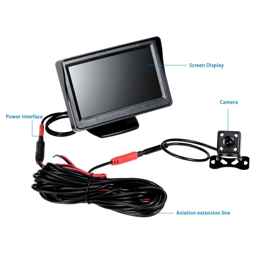 

4.3'' TFT LCD Monitor Car Vehicle Backup Camera Parking System Rear View Security Monitor & Waterproof Night Vision