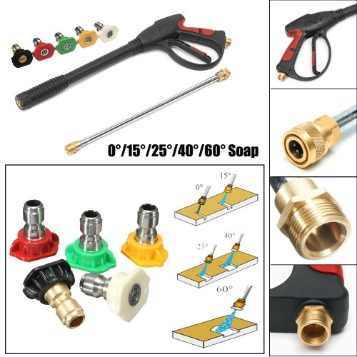 

High Pressure Water Washer Sprayer 4000PSI Lance 5 Nozzle Tips + High-pressure Hose Kit (5m)