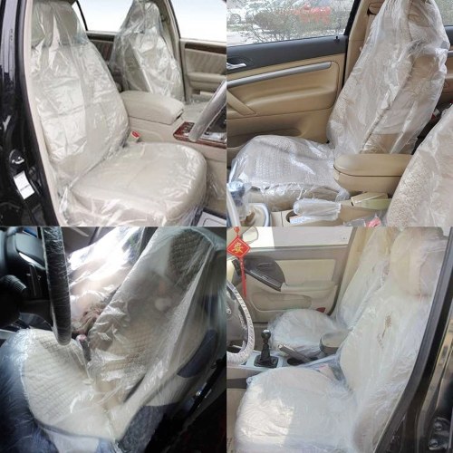 

100pcs Car Disposable Plastic Seat Covers Universal Transparent Seat Protective Covers