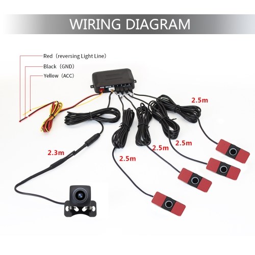 4pcs Wireless Backup Camera HD WIFI Car Auto Vehicle Reverse Backup Radar System for(12V) Car, SUV, MPV, WiFi Backup Camera with Night Vision, IP67 Waterproof LCD Wireless Reversing Monit