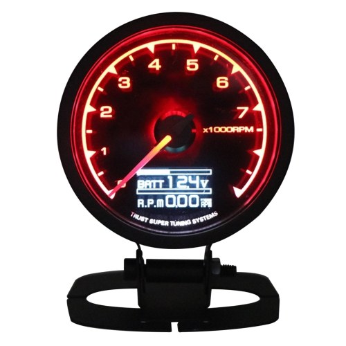 

Car Universal 1000RPM Tachometer Gauge 2-in-1 Function LED Car Gauge for Modification Adjustable 7 Colors & Brightness & Alarm Value 60mm 12V Car Meter Includes Electronic Sensor