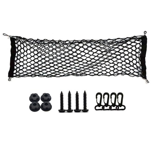 Car Rear Cargo Net Double-Layer Trunk Cargo Storage Organizer 35x12 Inch with Mounting Hooks for Car Truck SUV