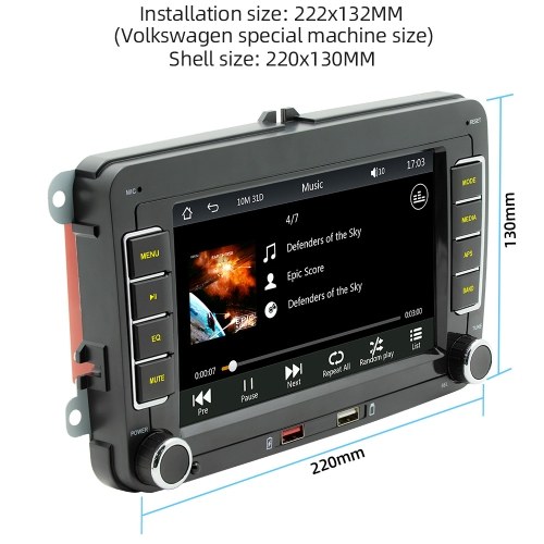 7 Inch Car Stereo MP5 Player Touchcreen BT AM/FM Radio Receiver with Android Auto Carplay 