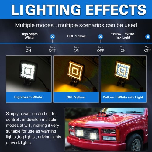 2Pcs 4 inch LED Work Light Bars 160W 16000LM Waterproof LED Work Lights Spot Lights Replacement for Jeep Truck Car Motorcycle ATV UTV Boat 