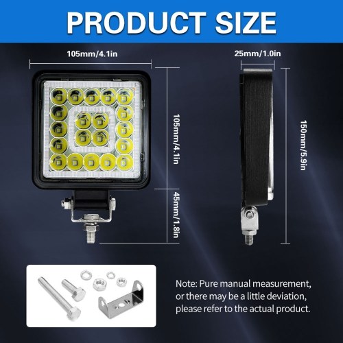 2Pcs 4 inch LED Work Light Bars 160W 16000LM Waterproof LED Work Lights Spot Lights Replacement for Jeep Truck Car Motorcycle ATV UTV Boat 