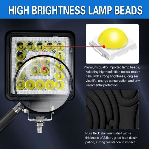 2Pcs 4 inch LED Work Light Bars 160W 16000LM Waterproof LED Work Lights Spot Lights Replacement for Jeep Truck Car Motorcycle ATV UTV Boat 