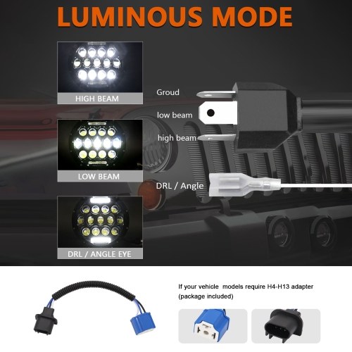 

7 inch Car Motorcycle LED Headlight 200W 6000K IP67 Waterproof DRL/Low Beam/High Beam