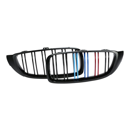 

Pair of Front Center Kidney Grilles Gloss Black Mixed Color Grill for BMW 4 series F32 F33 F36 420i 428i 435i M4 2014-2016