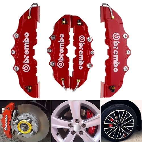 2 piezas de plástico ABS Camión 3D Rojo Útil Coche Universal Freno de disco Pinza Cubiertas