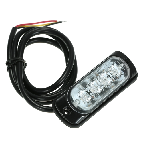 Barre luminose d'emergenza per auto 4 LED Impermeabili d'emergenza Lampeggianti Flash Attenzione Luce stroboscopica Bar auto SUV Pickup Truck Van Bianco Luce gialla