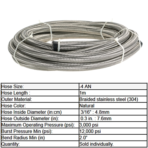 

Stainless Steel Braided Fuel Hose Oil Cooler Hose 1M