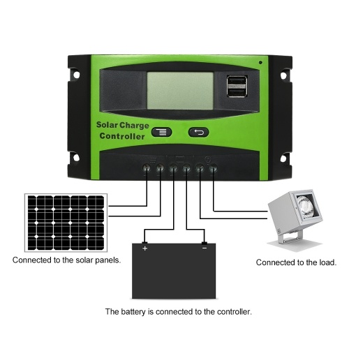 

30A Solar Charge Controller Solar Panel Battery Intelligent Regulator with Dual USB Port PWM LCD Display 12V/24V