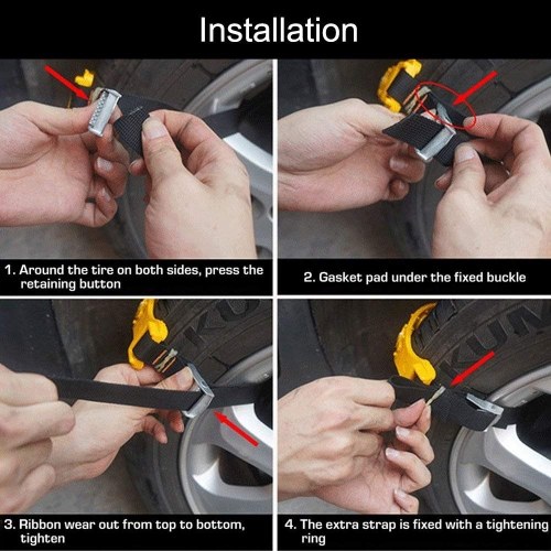 

Car Snow Chains Anti Slip Tire 3 Nail - Tooth Strap Snow Chains Tire Emergency Winter Driving Fits for Universal Cars Truck
