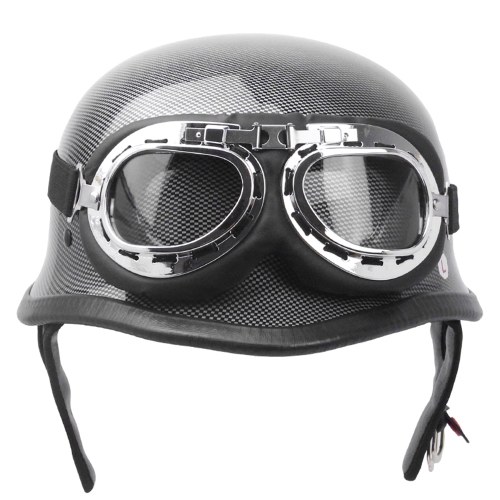 German Style Vintage Motorcycle Helmet Carbon Fiber Style Half Open Face Helmet