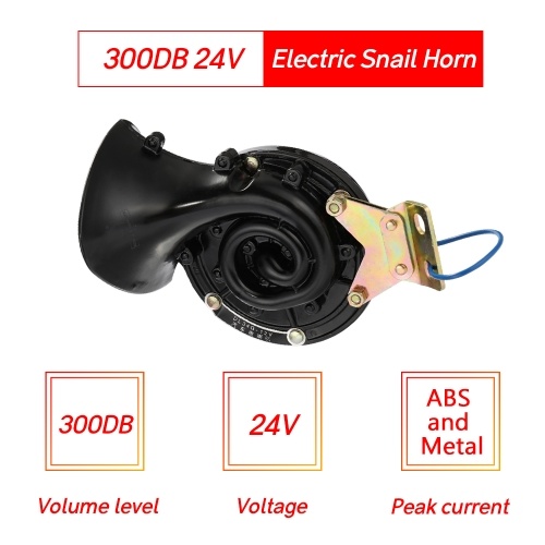 Loud 300DB 12V/24V Black Electric Snail Horn Air Horn Raging Sound For Car Motorcycle Truck Boat 