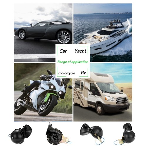 Loud 300DB 12V/24V Black Electric Snail Horn Air Horn Raging Sound For Car Motorcycle Truck Boat 