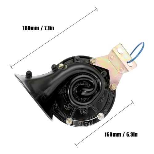 Loud 300DB 12V/24V Black Electric Snail Horn Air Horn Raging Sound For Car Motorcycle Truck Boat 
