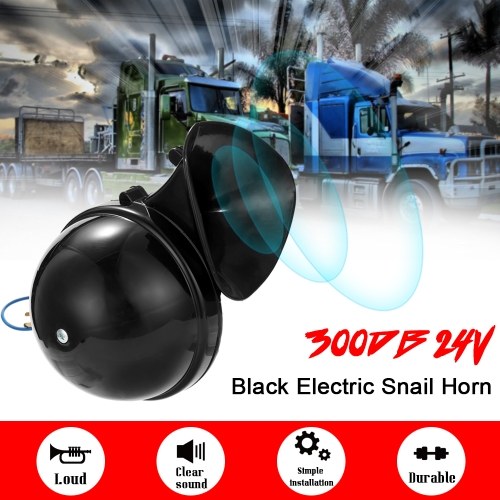 Loud 300DB 12V/24V Black Electric Snail Horn Air Horn Raging Sound For Car Motorcycle Truck Boat 
