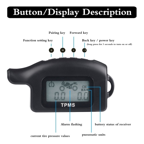 

Motorcycle TPMS Tire Pressure Monitor External Pressure Waterproof Sensors Tire Pressure Monitor System LCD Moto Tools
