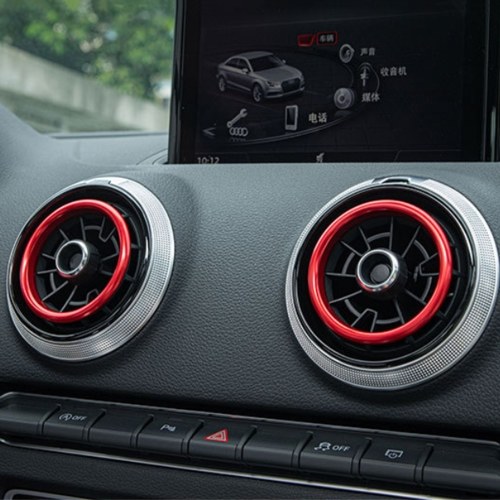 

4Pcs Red Air Conditioner Vent Opening Decoration Cover Ring Trims Compatible with Audi A3 S3 RS3 2015+