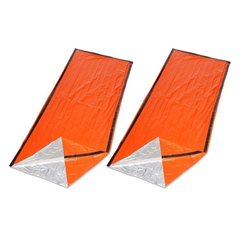 2PCS Reusable Emergency Sleeping Bag Survival Blanket Camping Tent Thermal Waterproof Outdoor Emergency Equipment