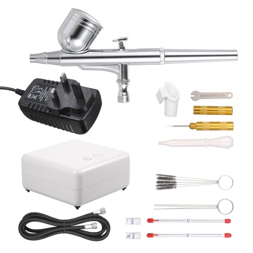 

Multi-purpose Airbrush Mini Air Compressor Set Gravity Feed Air Brush Kit for Car,Cake Decorating,Shoes, Models, Nails, Clothes, Cookies, Baking, Food, Arts