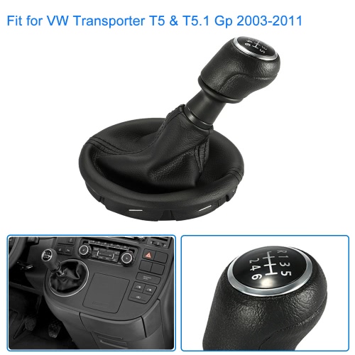 

6 Speed Gear Shift Knob Gearstick Gaiter Boot Replacement Kit for VW Transporter T5 & T5.1 Gp 2003-2011