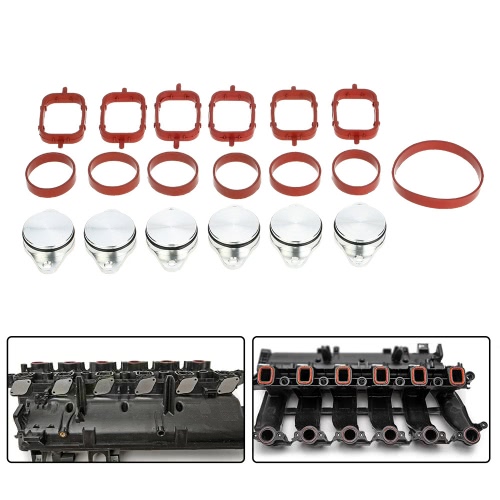 

6 PCS 33mm Diesel Swirl Flap Blanks Replacement Bungs with Intake Manifold Gaskets for BMW 320d 330d 520d 525d 530d 730d