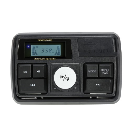 Sistema impermeable del amplificador audio del manillar de la motocicleta Altavoz estéreo de 3 "FM MP3 USB SD AUX Con la función teledirigida y de la alarma