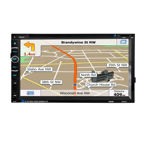 2 Din 6,95 '' pollici Digital Touch Screen Autoradio audio con navigazione GPS Telecomando Multimedia Video Lettore DVD BT Hands Free Rear View Camera