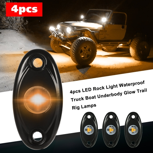 

4pcs LED Rock Light Waterproof Truck Boat Underbody Glow Trail Rig Lamps