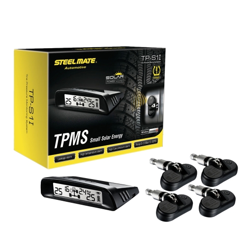 

Steelmate TP-S1I TPMS Tire Pressure Monitor System Wireless Solar-powered Display 4 Internal Sensors