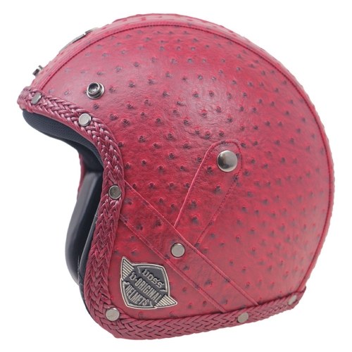 

Retro Windproof and Sandproof 3/4 Motorcycle Bike Full Face Helmet PU Leather Helmets for Harley