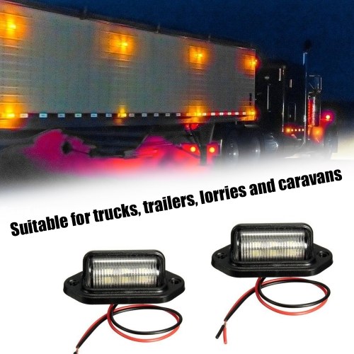 

2pcs Trailer Truck Sidelights Clearance Side Marker Light License Plate Lamp with 6 LED Lights Lamps of Motor Trucks