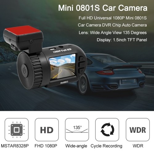 

Super Mini 1080P HD Dash Cam 801S 1.5Inch LCD Screen Car DVR Support Rear View Camera With Super Capacitor No Battery