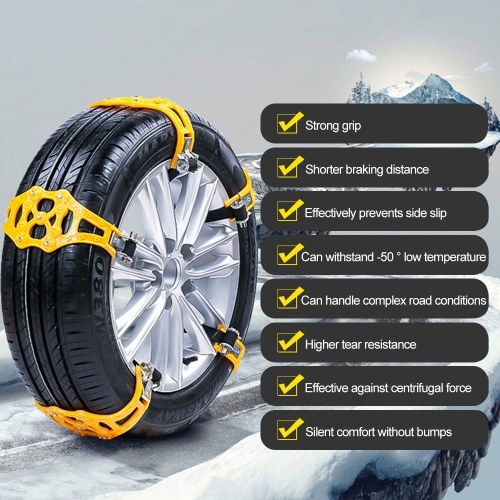

Universal Tire Chains Anti-slid Snow Chain Portable Easy to Mount Emergency Traction Car Snow Tyre Chain 4PCS