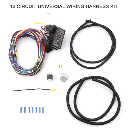 12 Circuit Universal Wiring Harness Kit Hot Rod Street Rod XL Wires New Replacement for Muscle Car