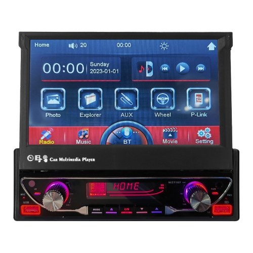 

7 Inch Single Din Car Stereo with Telescopic Touchscreen FM Radio BT MP5 Player with Back-up Camera
