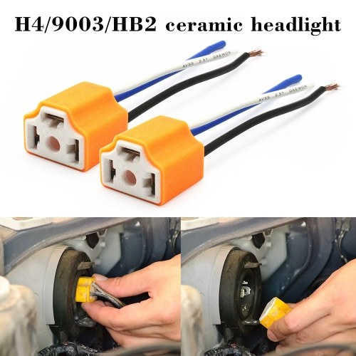 

2x H4/9003/HB2 Female Pigtail Ceramic Headlight Connector/Plug/Adapter/Socket