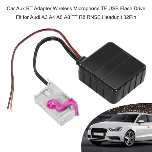 Adaptador de coche Aux BT Micrófono inalámbrico TF USB Flash Drive Fit para Audi A3 A4 A6 A8 TT R8 RNSE Headunit 32Pin