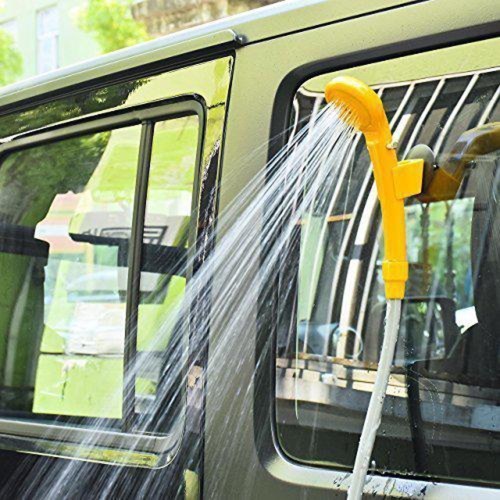 Portable Car Shower Washing Tool 12V - Pumps Water from Bucket Into Steady, Gentle Shower Stream for Camping Traveling Beach Swimming Pets Bath Outdoor/Indoor 