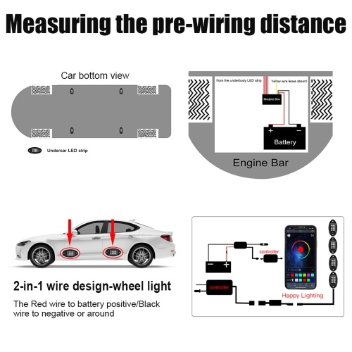 RGB LED Rock Lights Multicolor LED Lights Waterproof with APP BT 24 Key Controller Music Function for SUV ATV UTV 