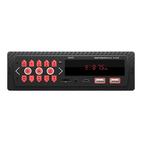 Único Din Car Stereo Multifuncional BT MP3 Player FM Receptor de Rádio