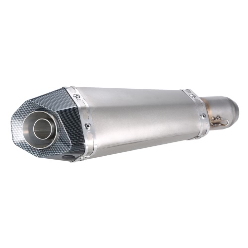 

51mm Universal Motorcycle ATV Frosted Stainless Steel Exhaust Pipe Muffler with Hexagonal Artificial Carbon Fiber Tail